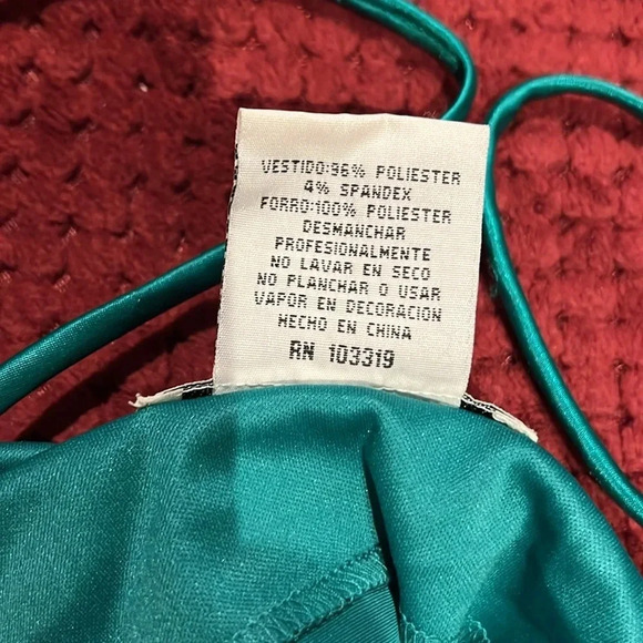 Vintage Blondie Nights Sexy  Hollywood Satin emerald green Runway dress - Picture 11 of 16